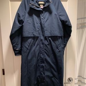 L.L. Bean 0HJ60 Full length Navy Blue Trench Coat